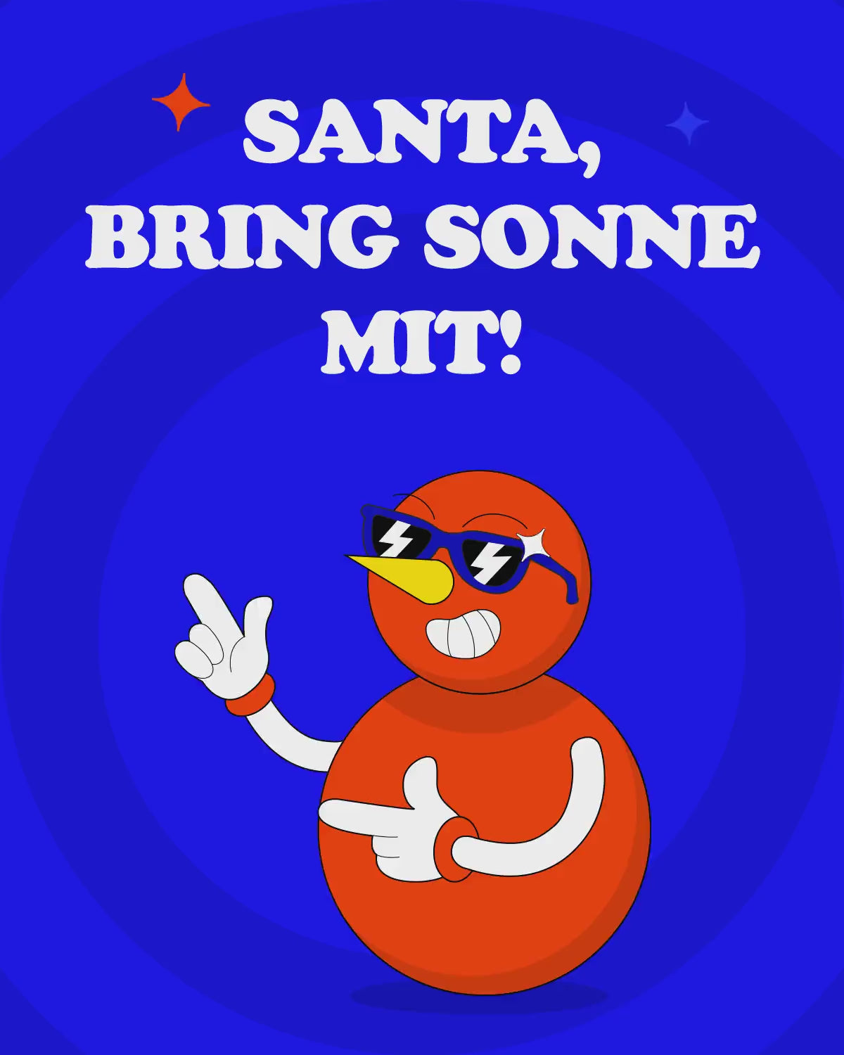 Weihnachtskarte: Santa, bring Sonne mit