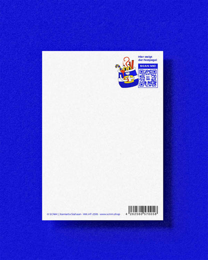 Weihnachtskarte: Ho Ho Hoch die Tassen